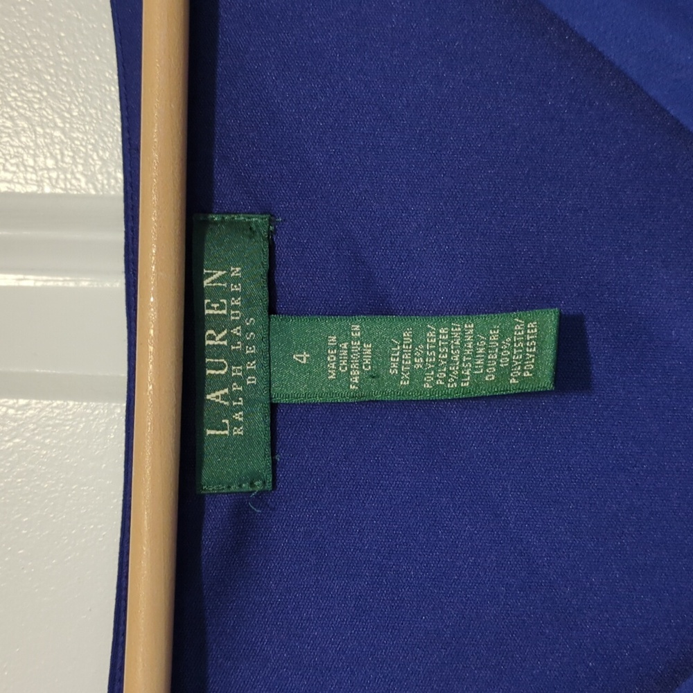 Ralph Lauren Royal Blue Ruched Sleeveless Dress Scoop Neck Size 4 - Picture 2 of 7